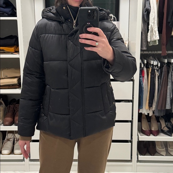 Mango Puffer Black Jacket with Hood size S - Picture 9 of 10